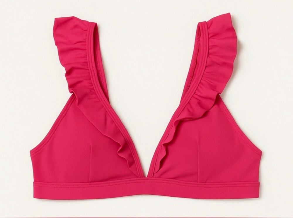 Cupshe Australia Allure Ruffled V-Neck Bikini Top. Pink Medium